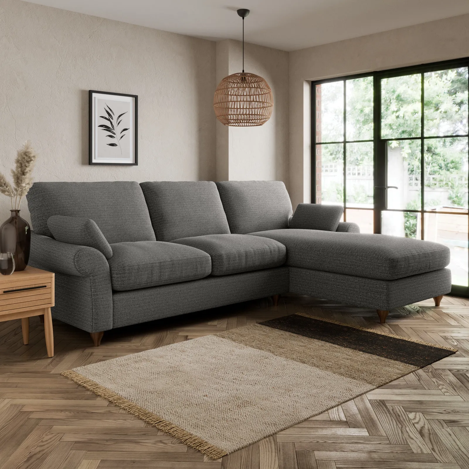 Salisbury Textured Weave Right Hand Corner Sofa Textured Weave Graphite