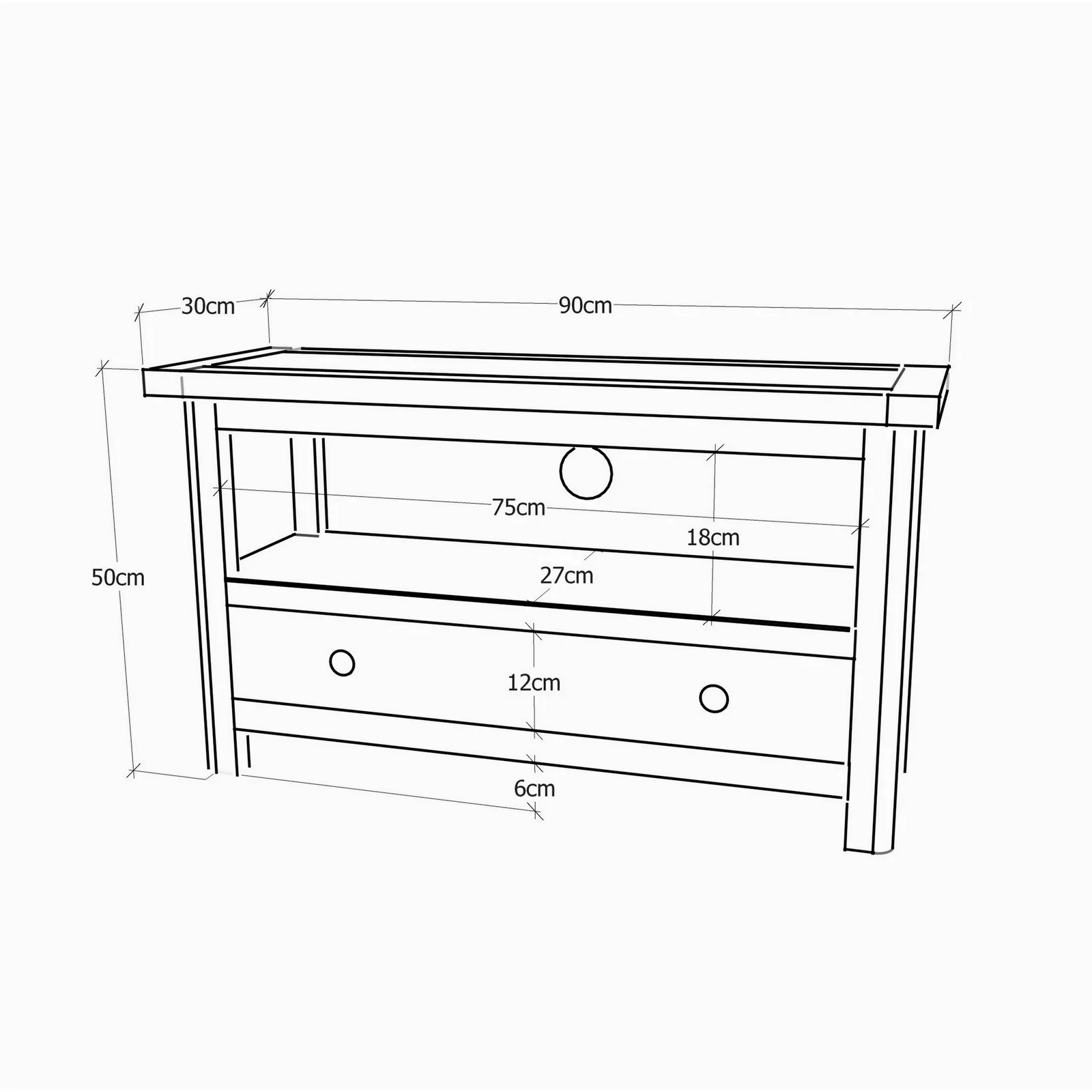 Cabinet Bits Lugo Waxed 1 Drawer TV Cabinet Brass Cup Handle in Light Brown 6
