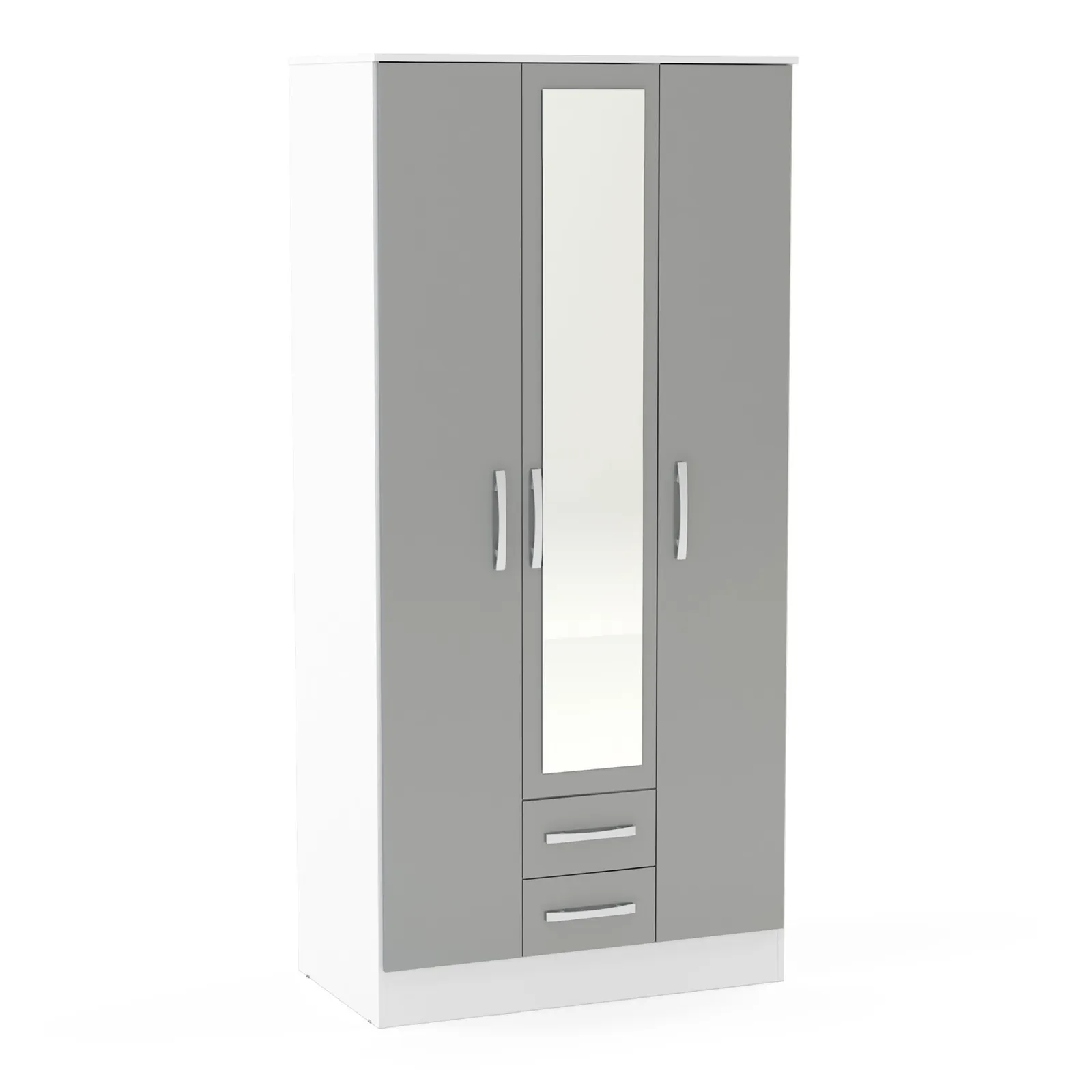 Lynx Mirrored 3 Door Mirrored Wardrobe Grey