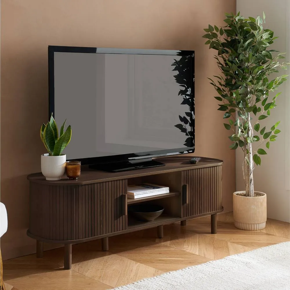 Birlea Axel Fluted Small TV Unit in Dark Brown 2