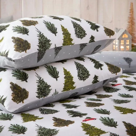 Furn Evergreen Brushed Cotton Single Duvet Cover Set Pine Green, Multi 2