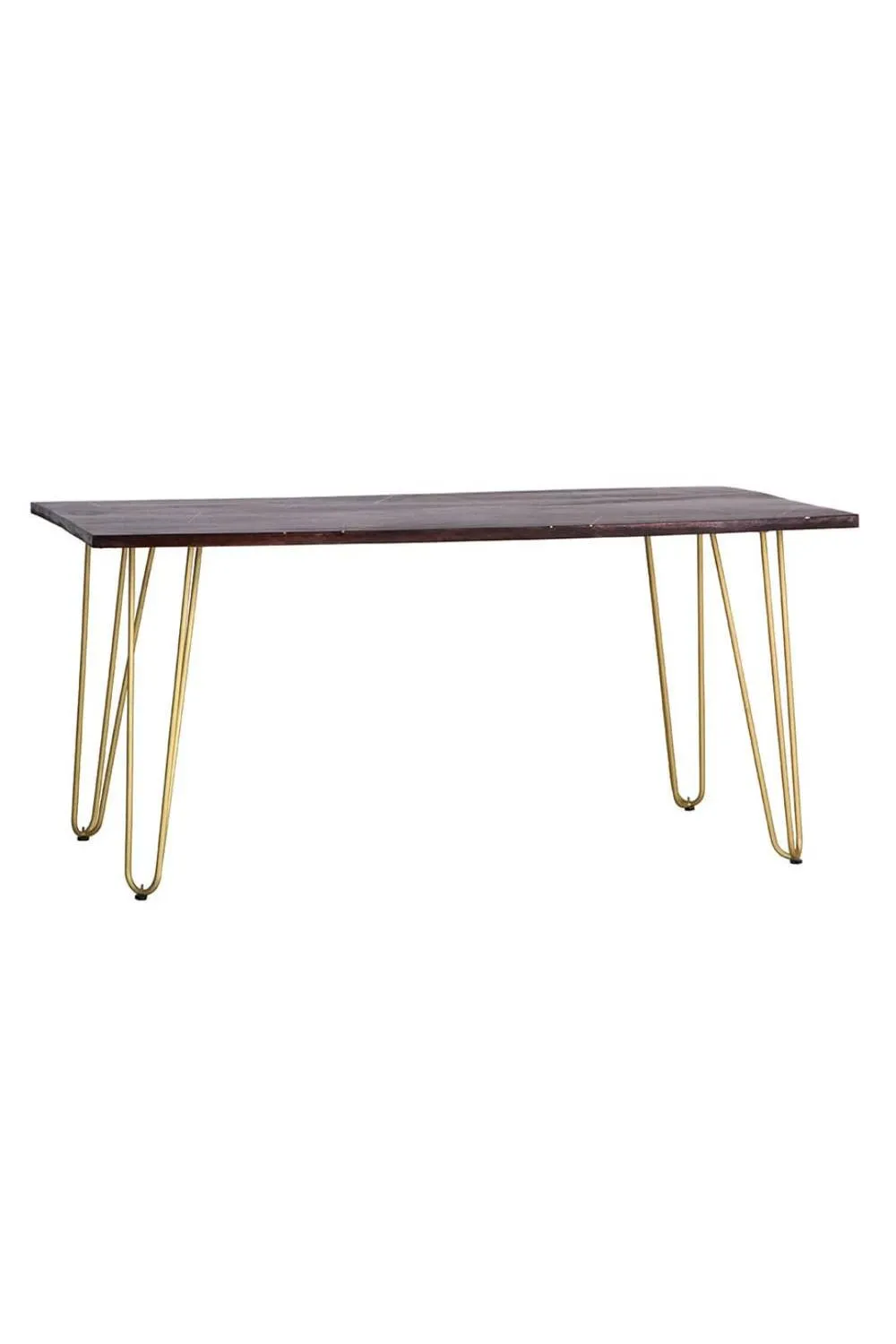 IH Design Silchester Dark Mango Rectangular 6 Seater Dining Table Gold Detail in Brown 3