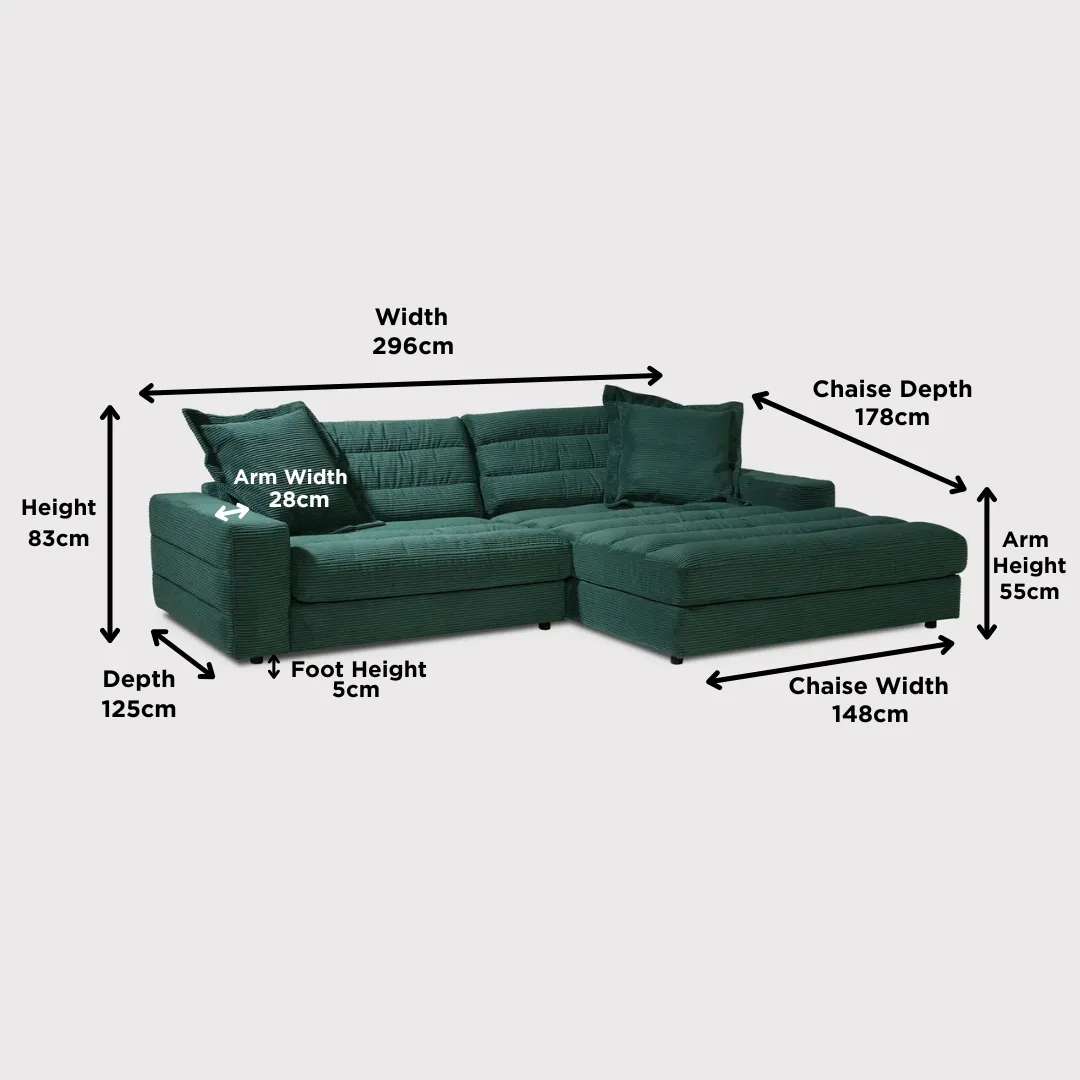 Twain Chaise Corner Sofa Right, Green Fabric | Barker & Stonehouse 6