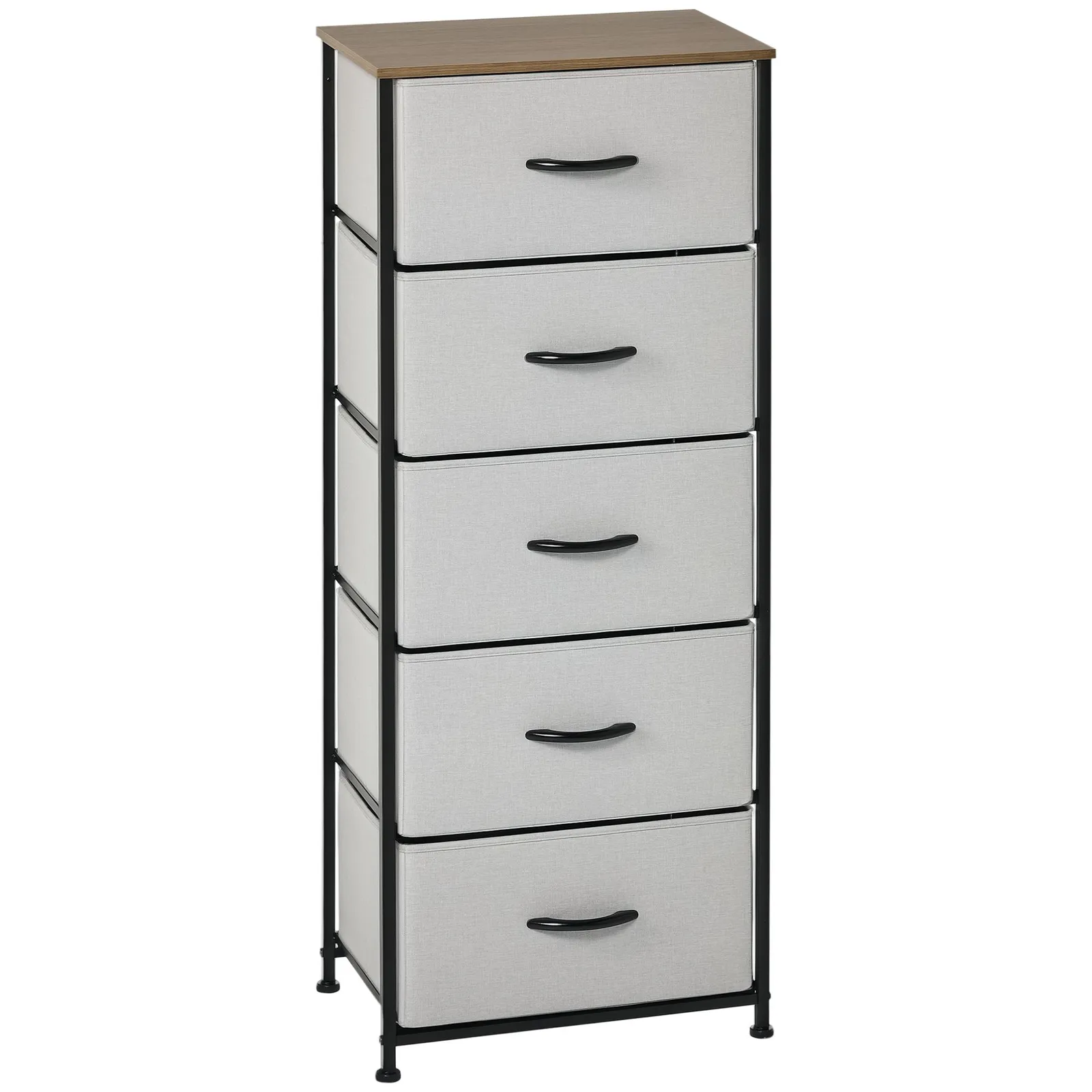 HOMCOM Chest of Drawers Cloth Organizer with 5 Fabric Drawers Steel Frame in Grey 2