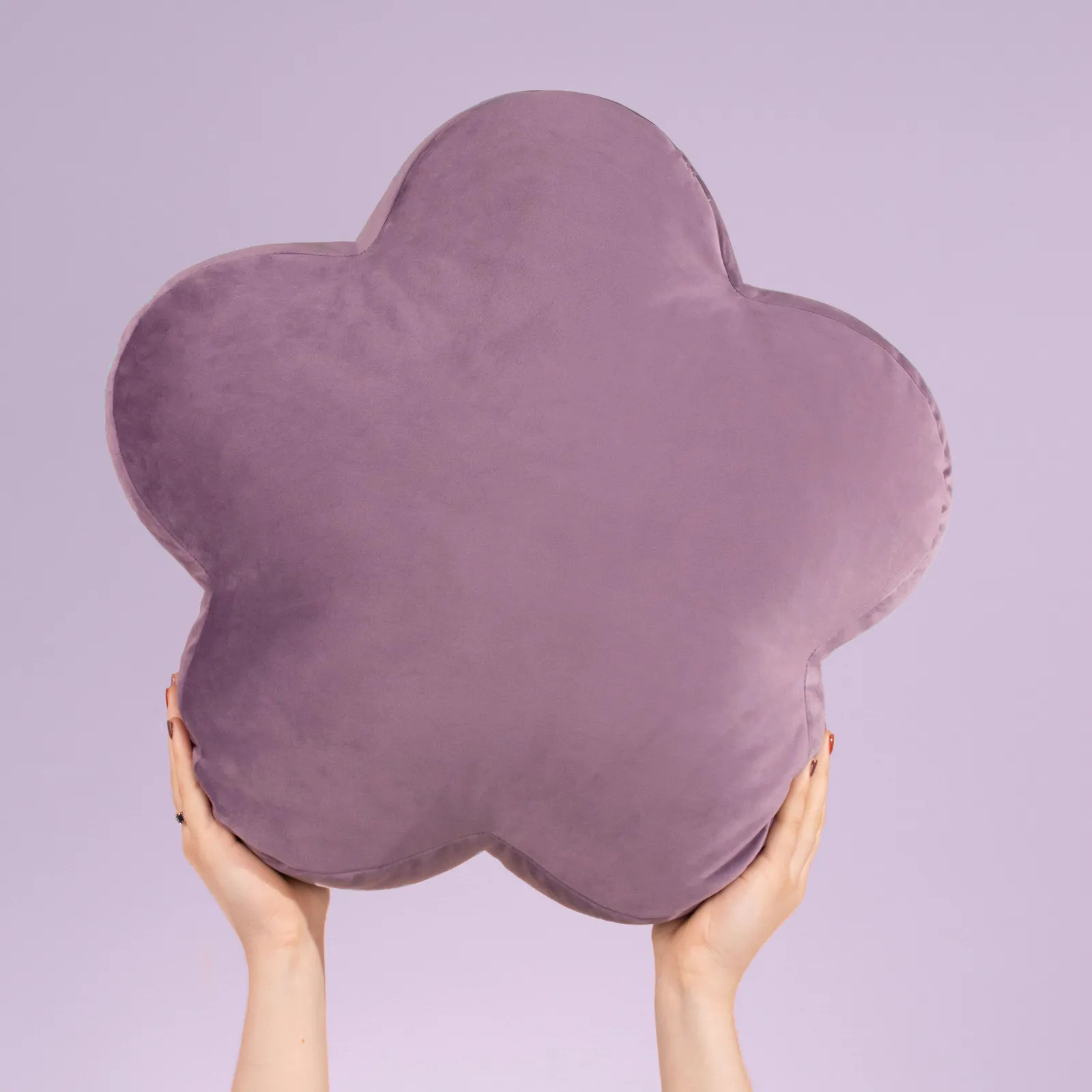 Heya Home Flower Velvet Reversible Ready Filled Cushion in Lilac