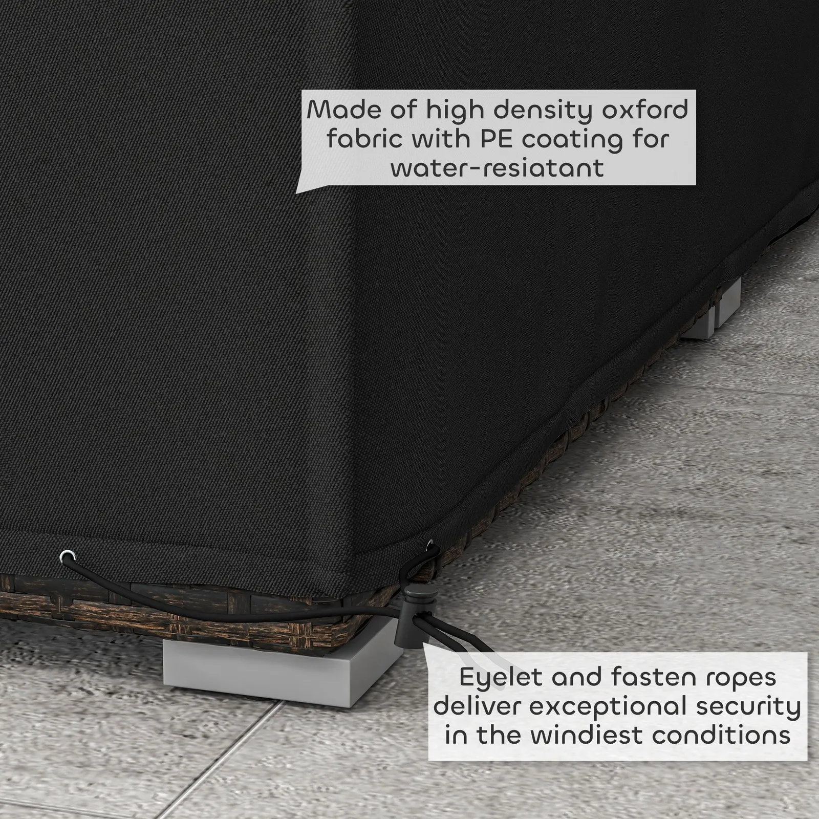 OUTSUNNY Garden Furniture Cover Outdoor Waterproof Rattan Set Rain Protection in Black 5