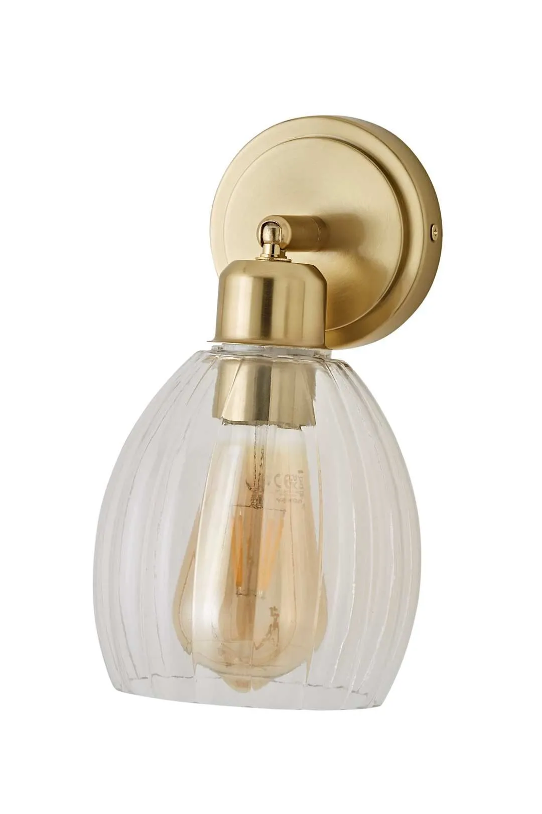 ValueLights Cheltenham Ribbed Glass Dome Adjustable Spotlight Wall Light in Gold 6