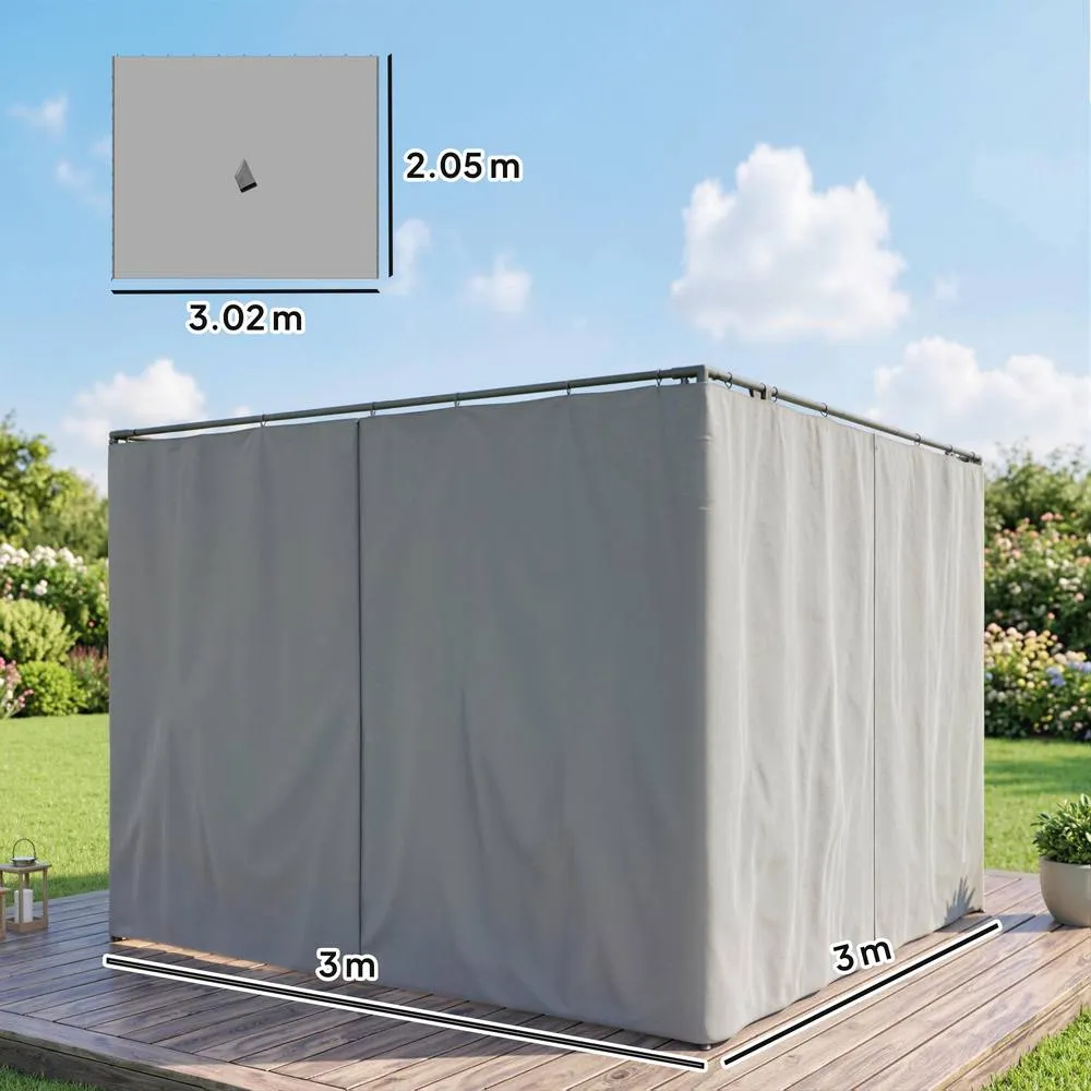 OUTSUNNY Universal Gazebo Replacement Sidewall Set w/ 4 Panels in Light Grey 3