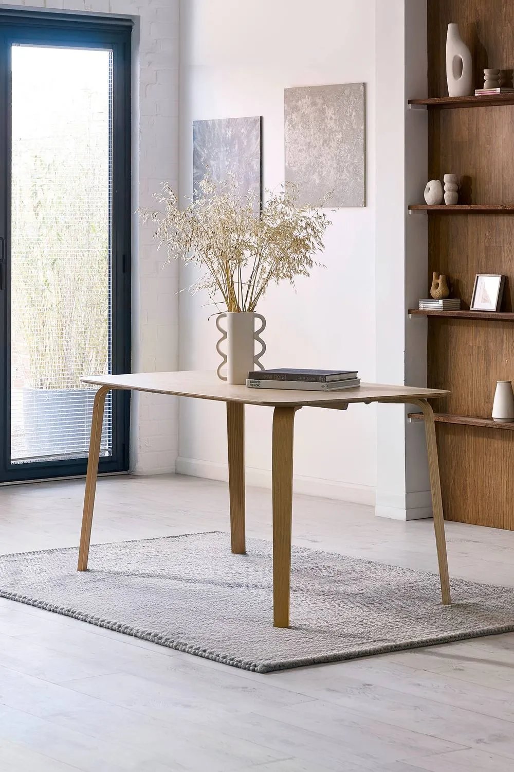 Julian Bowen Kaito Rectangular 4 Seater Dining Table with Curved Legs in Light Oak