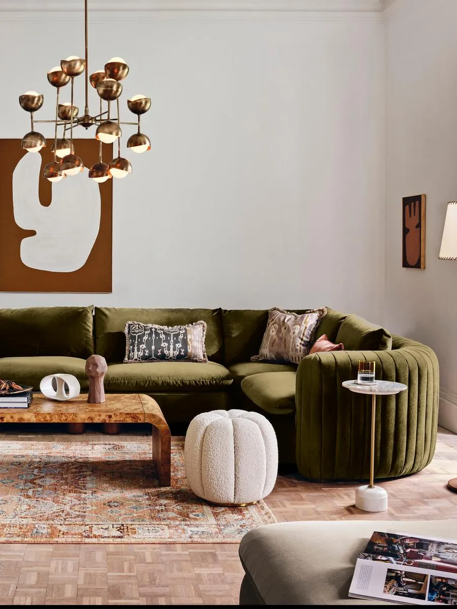 Vivienne Modular Corner Sofa, Velvet Olive