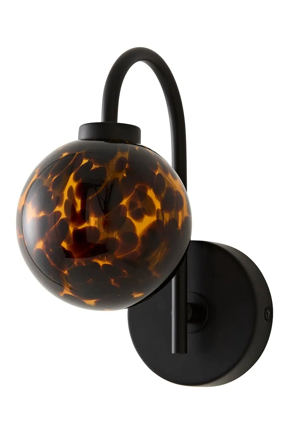 ValueLights Chiara Leopard Print Hand Blown Glass Globe Shade Wall Light in Black 6