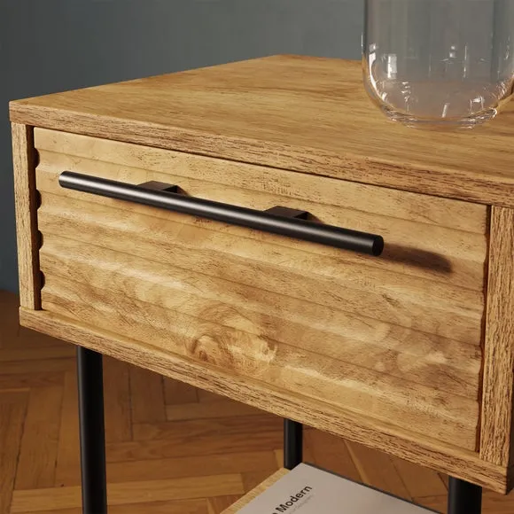 Bryant 1 Drawer Bedside Table, Mango Wood Effect 3