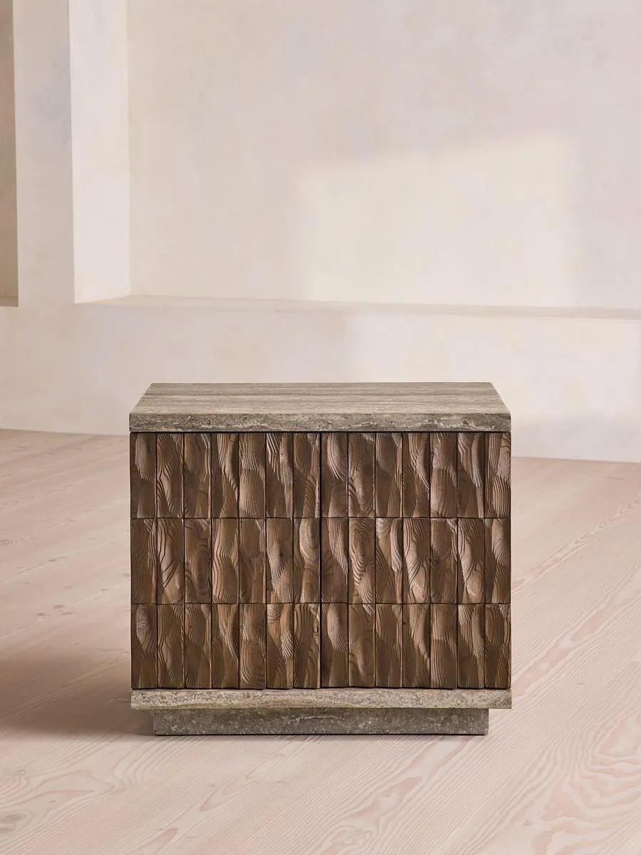 Alani Bedside Table, Travertine