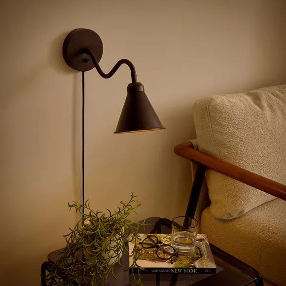 Newton Industrial Goose Neck Adjustable Plug In Wall Light 2