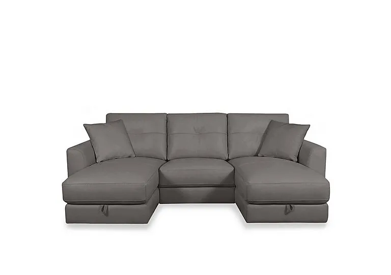 Nest Small NC Leather U-Shaped Corner Sofa with Double Storage Chaises - NC Elephant