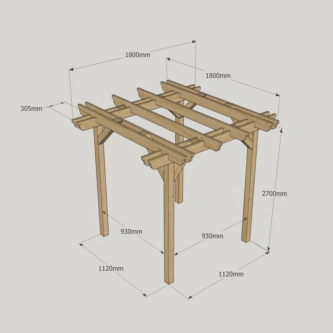 Rutland County Garden Furniture Ltd Double Garden Pergola - Wood - L180 x W180 x H270 cm - Rustic Brown 5