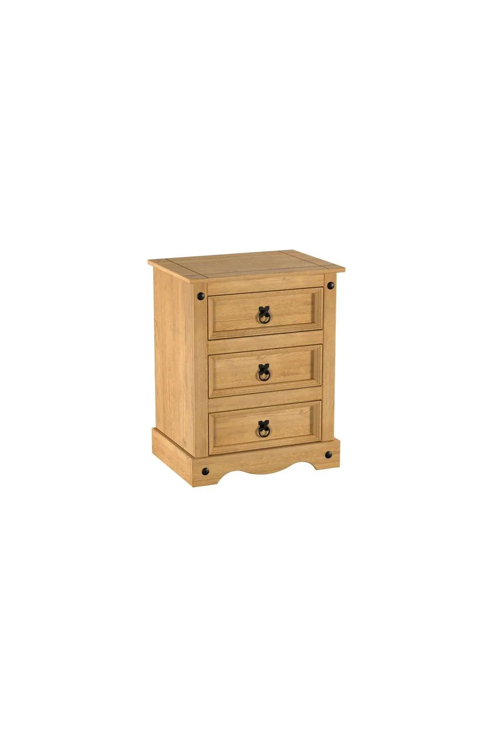 Birlea Corona Large 3 Drawer Bedside Cabinet Bedside Mexican Chest in Natural 4