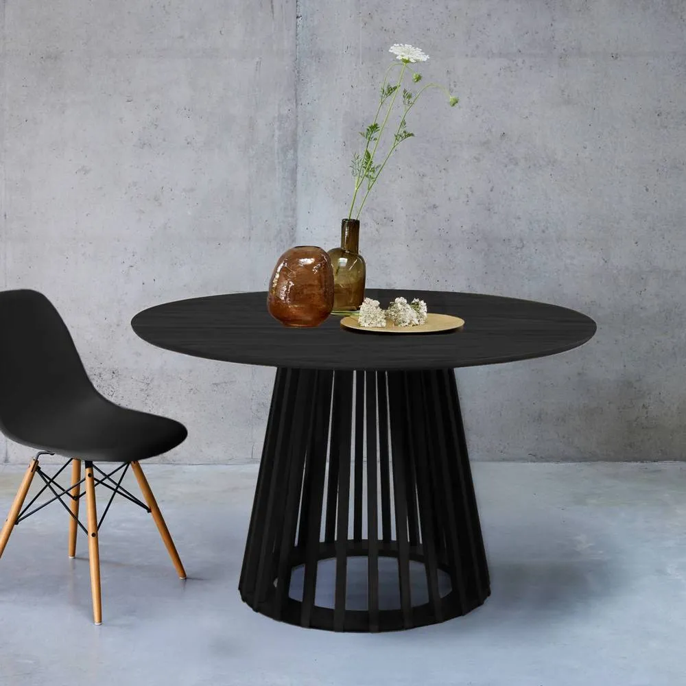 sweeek 4-seater wooden-effect dining table with spruce legs in Black 3