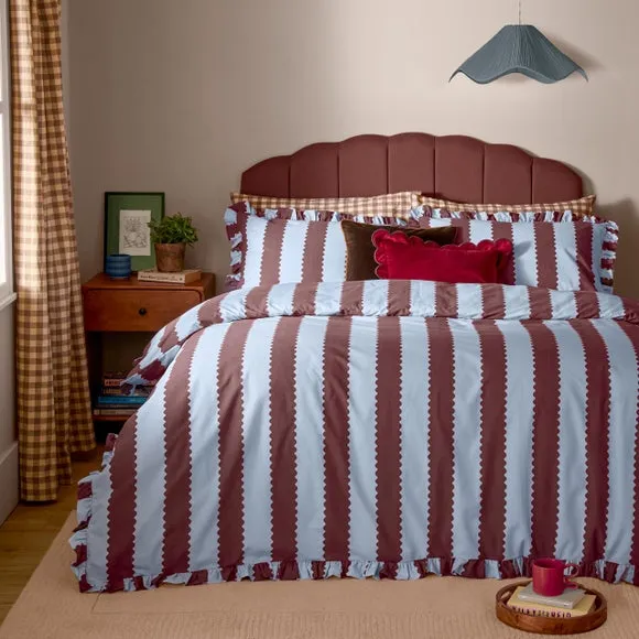 Furn. Birdie Stripe Polycotton Duvet Cover & Pillowcase Set 1