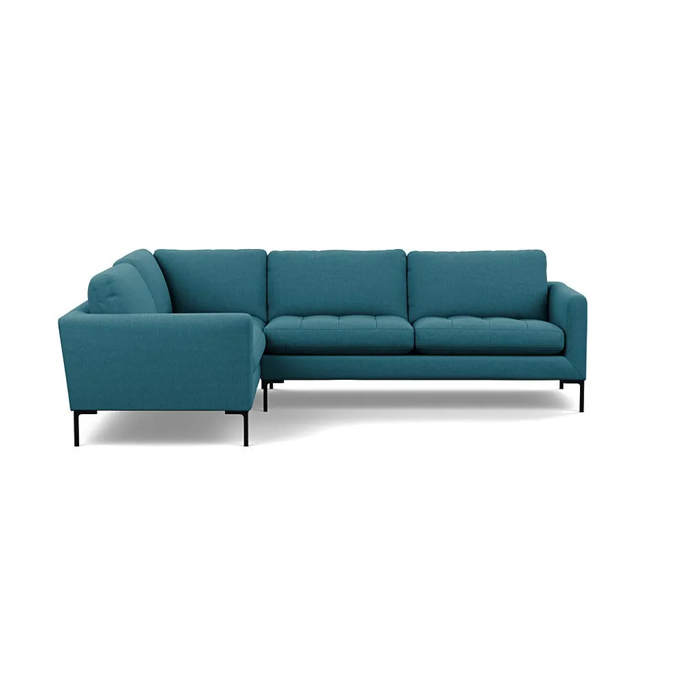 Heal's Eton Left Hand Facing Corner Sofa Brushed Cotton Cadet Black Feet 1