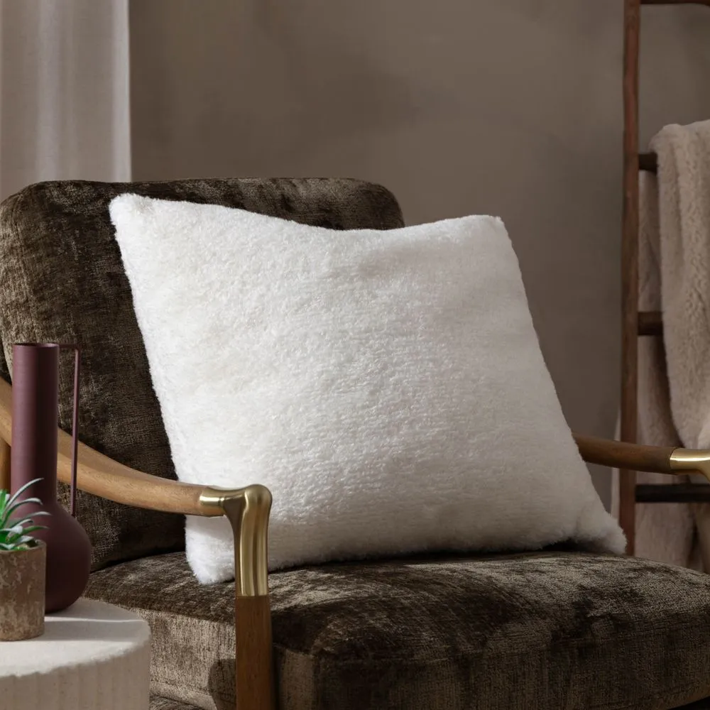 Yard Olann Faux Shearling Cushion in White