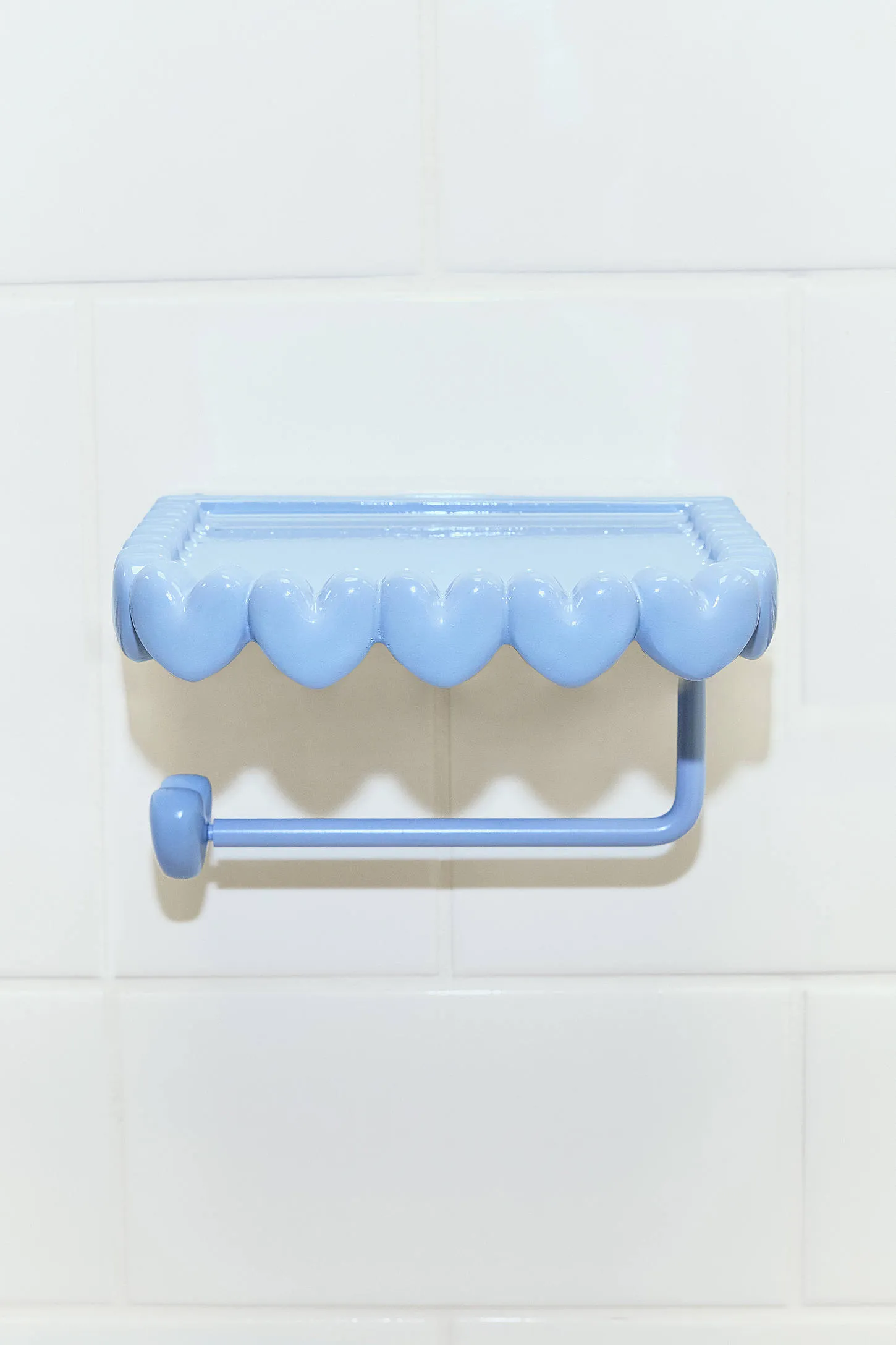 Eloise Heart Trim Toilet Paper Holder & Storage Shelf - Blue 2
