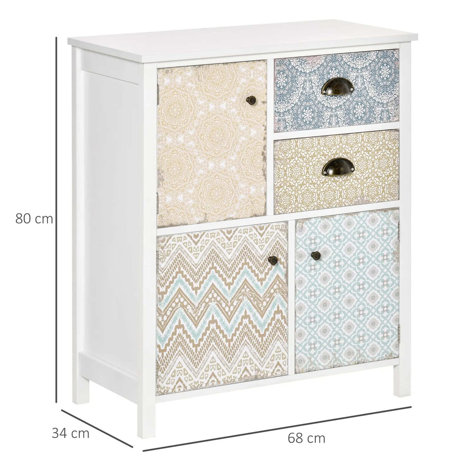 HOMCOM Sideboard Storage Chest Shabby Chic Cabinet Multi purpose Entryway in White 3