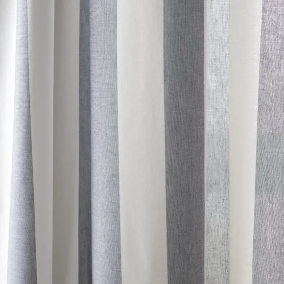 Beatrice Woven Stripe 100% Cotton Unlined Slot Top Curtains 3