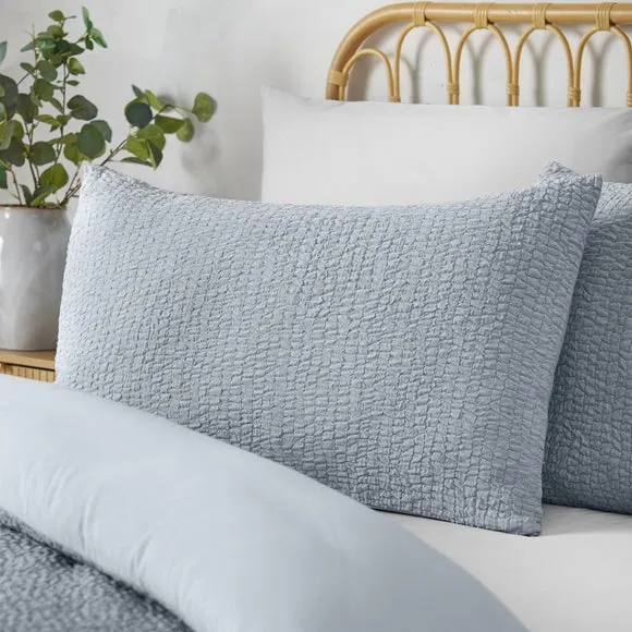 Catherine Lansfield Crinkle Seersucker Duvet Cover & Pillowcase Set 2