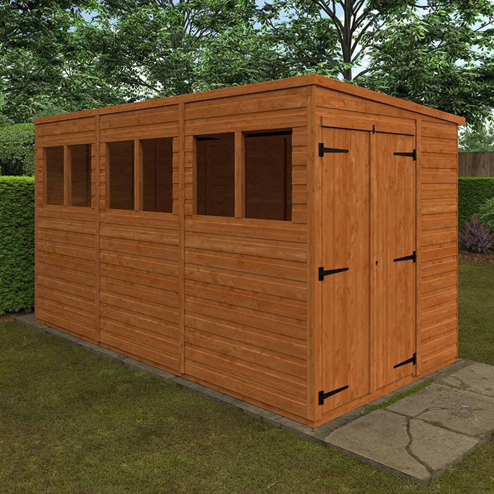 Buttercup Farm 12x6 Flex Pent Double Door 12mm Flex - L353.8 x W175 x H203 cm in Burnt Orange 2