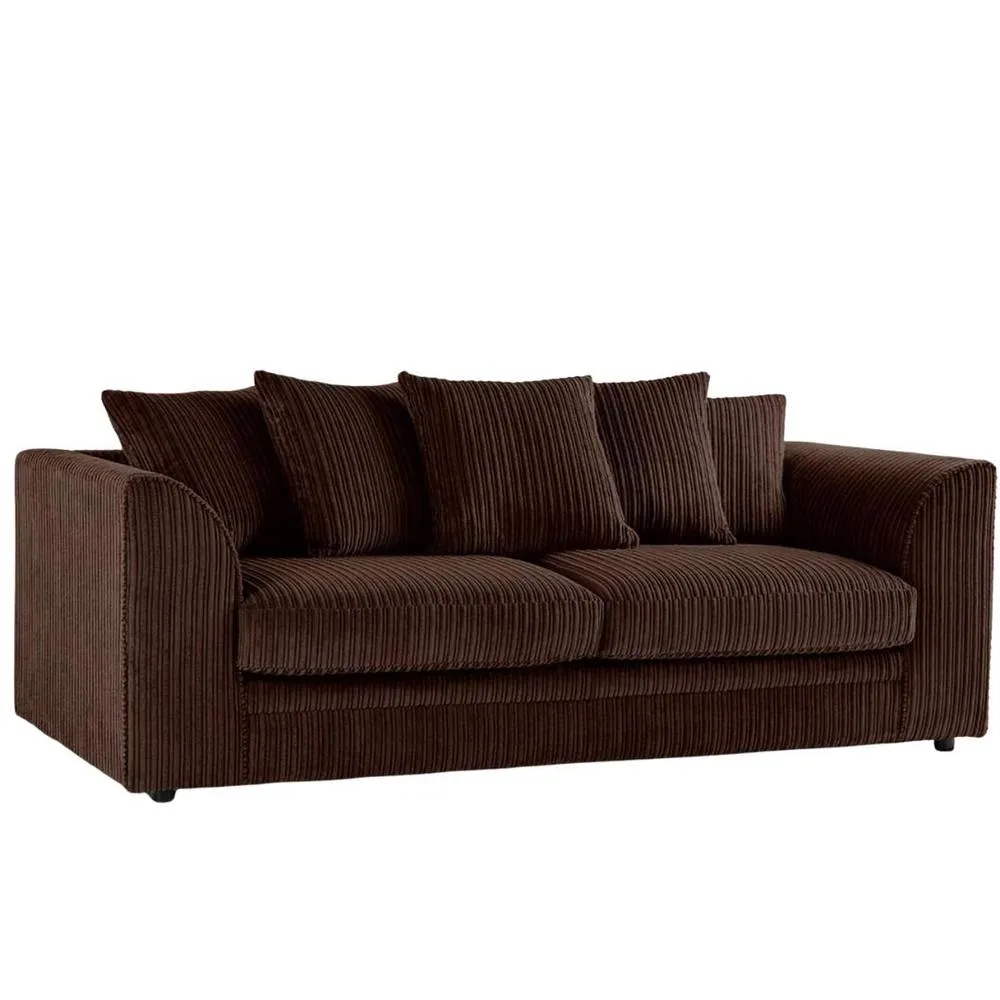 Bliss Furniture Jumbo Cord Dylan 3-Seater Scatter Back Sofa in Brown Colour