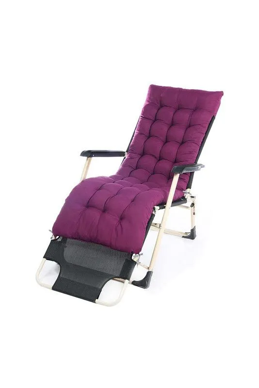 Garden Sanctuary 160x50cm Sun Lounger Cushion with Anti-Slip Cover in Purple