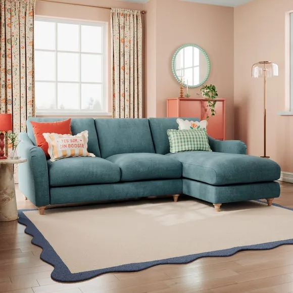 Hattie Tonal Plush Chenille Corner Chaise Sofa 1