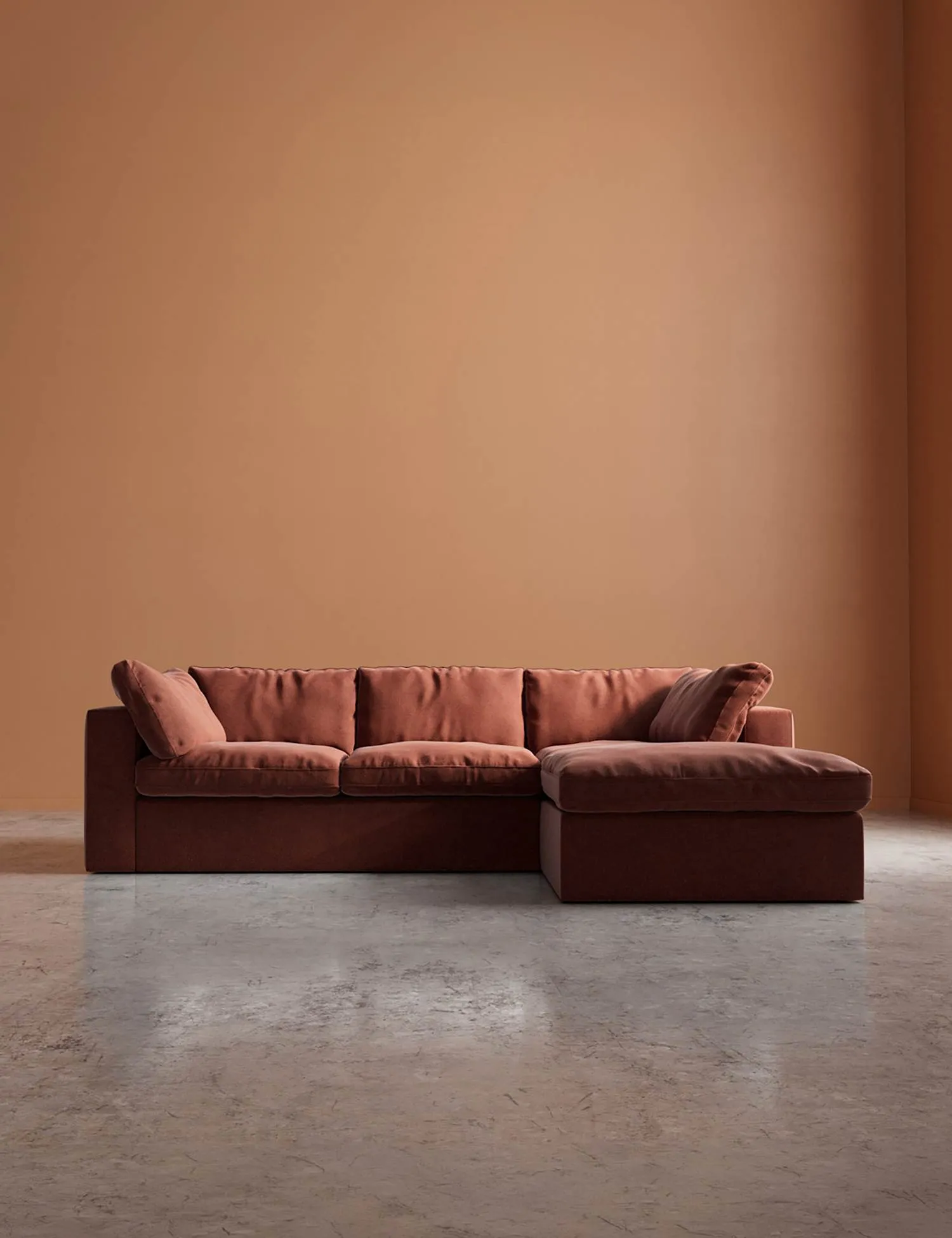 Swoon Easy Velvet Right Corner Sofa Brown