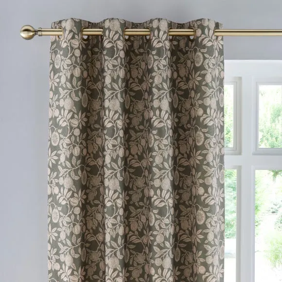 Vintage Pod Linen Print Eyelet Curtains