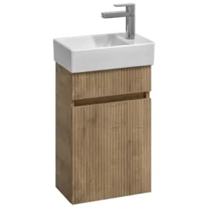 Concept Halifax Oak Ribbed Compact S1 Vanity Unit & RH Basin - 360mm