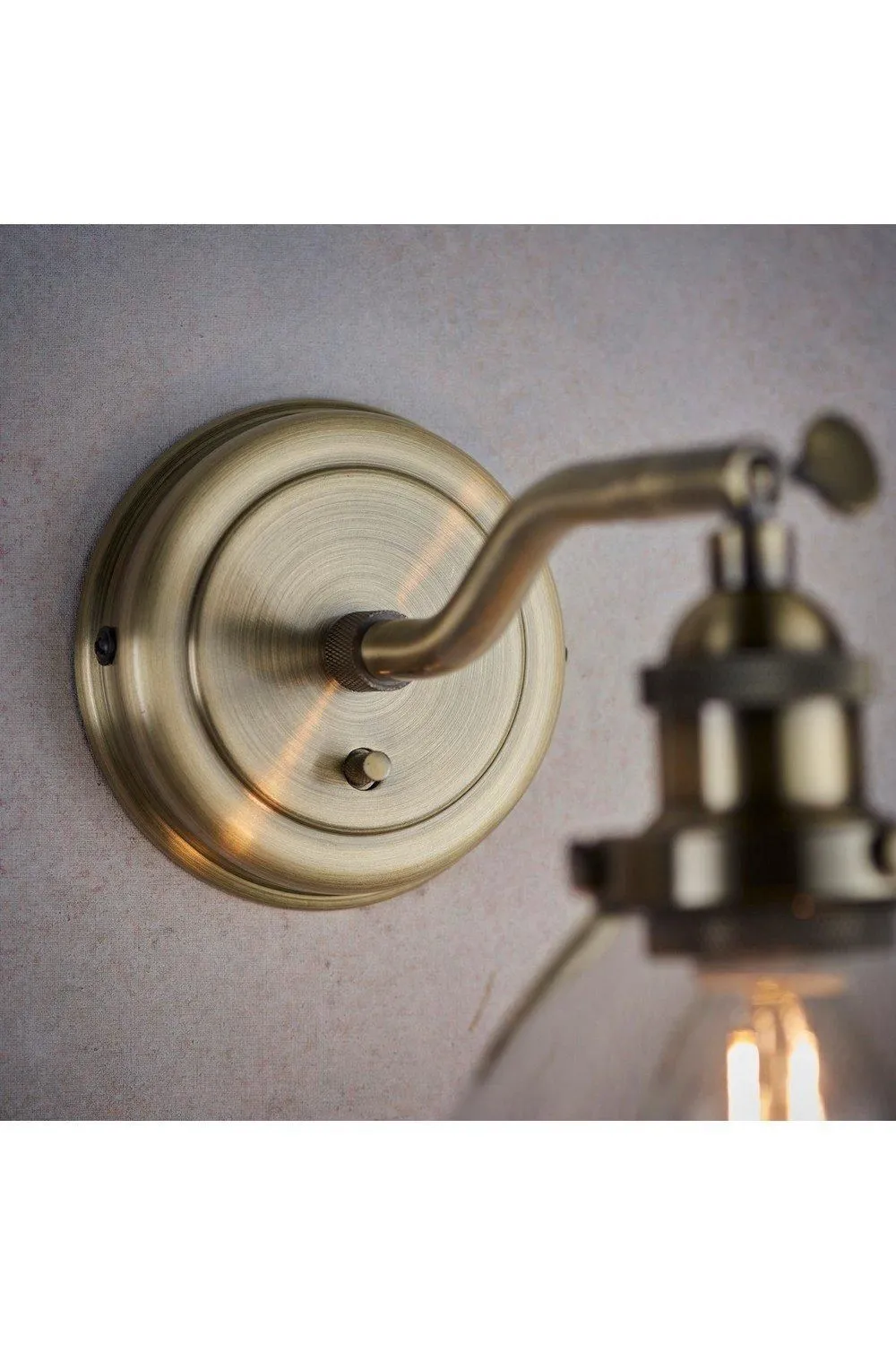Netlighting Hansen 1 Light Wall Glass Antique Brass Plate E14 in Gold 5