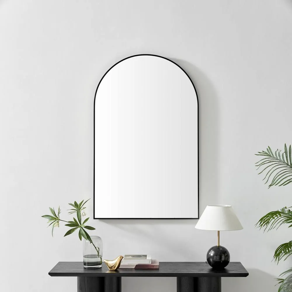 FurnitureboxUK Charlie Black Metal Large 110x70cm Ovemantle Arch Mirror 2