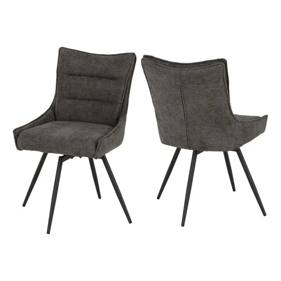 Lewis Set of 2 Swivel Dining Chairs, Fabric 2