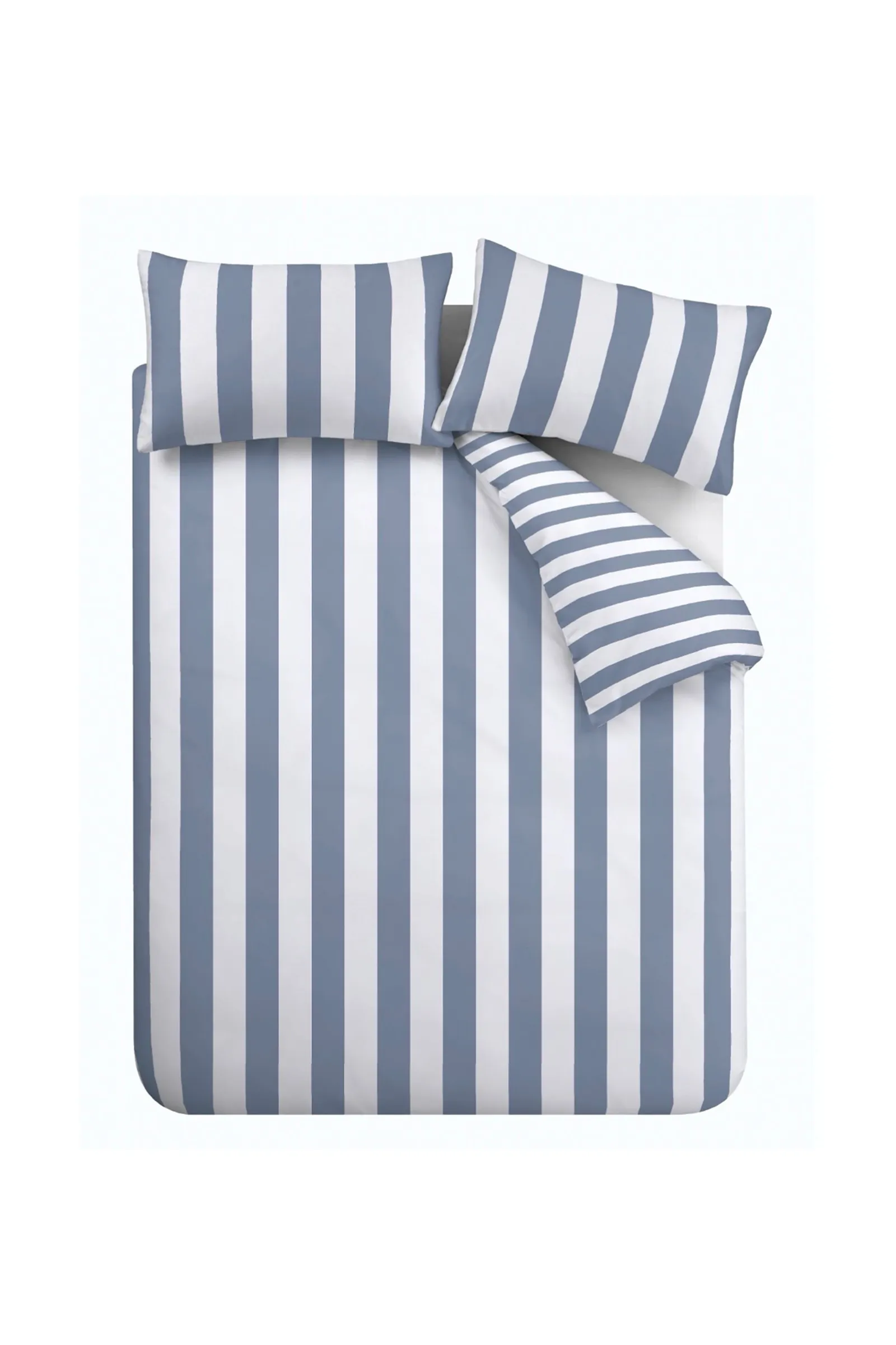 Catherine Lansfield 'Cove Stripe' Reversible Duvet Cover Set in Blue 6