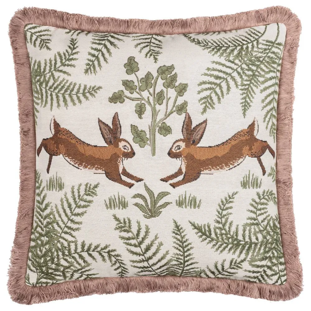 Wylder Fable Rabbits Embroidered 100% Cotton Cushion 2
