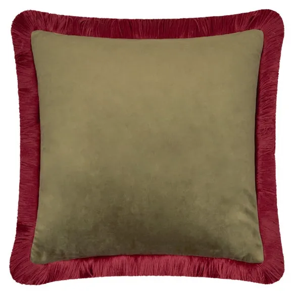 Furn. Halo Fringed Velvet Square Cushion 2