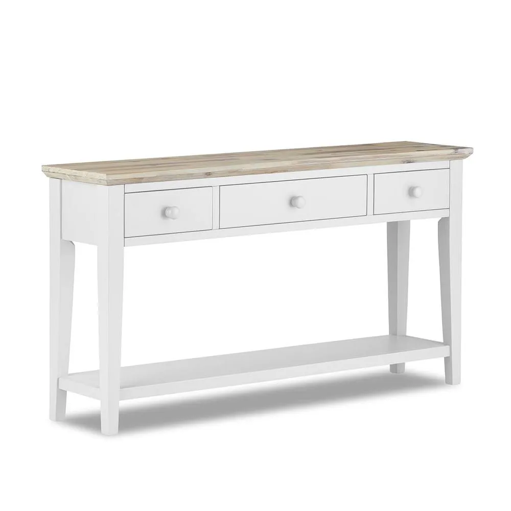 Statement Furniture Florence Large Console Table with 3 Drawers in White 3