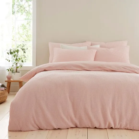 Ashton Waffle 100% Cotton Duvet Cover & Pillowcase Set 1
