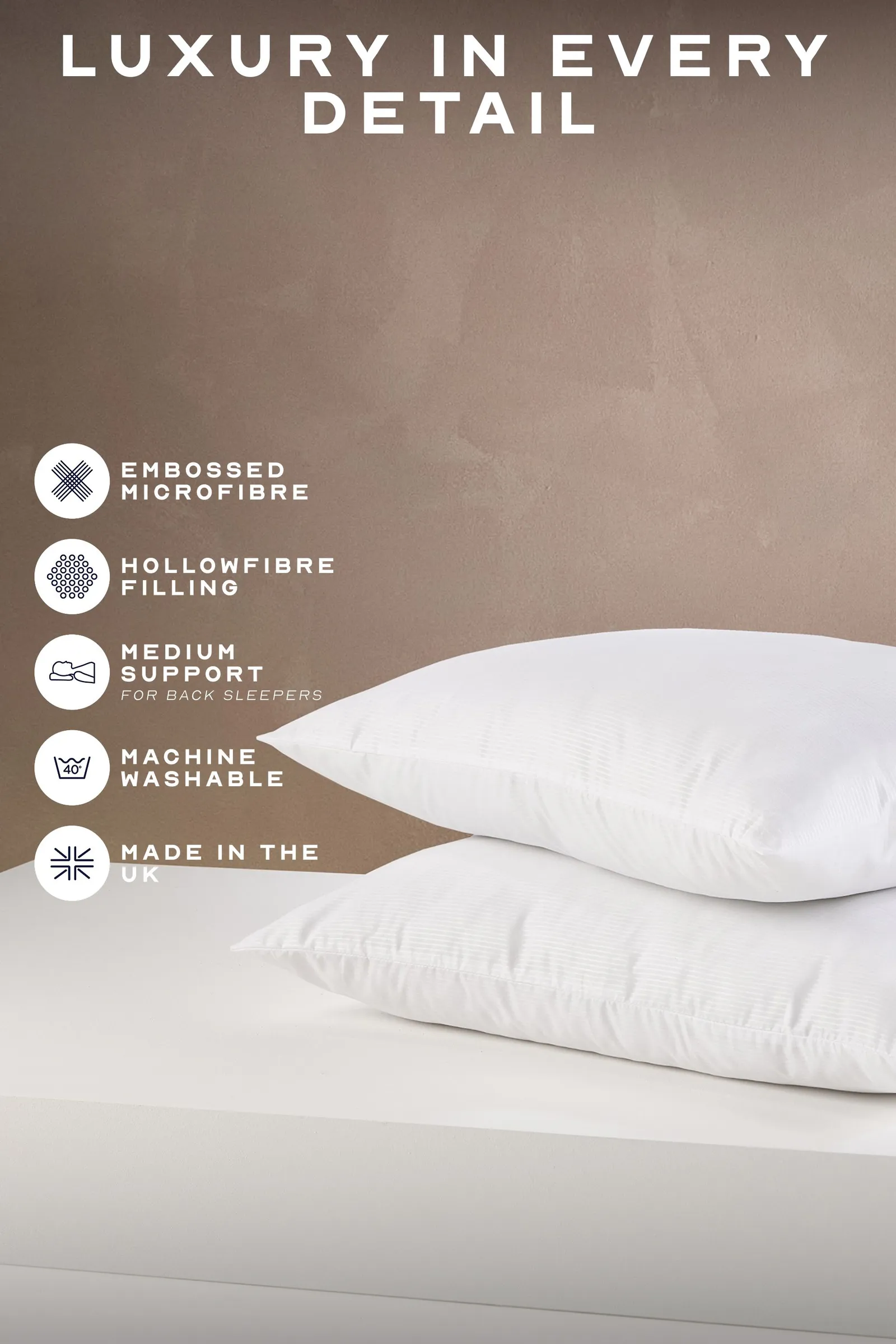 Snuggledown 2 Pack Hotel Medium Support Back Sleeper Pillow in White 6