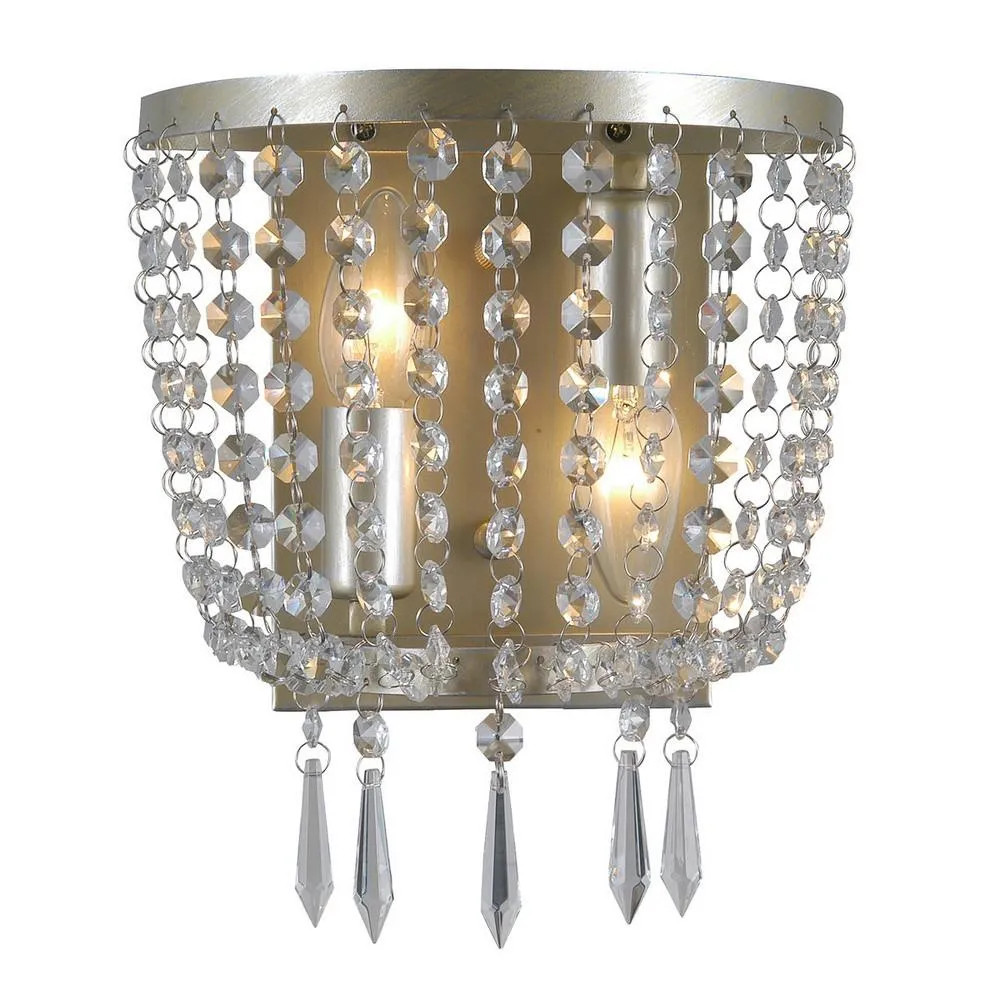 Netlighting Wall Lamp Champagne 2 Light with Crystal Glass Shade E14 in Beige 2
