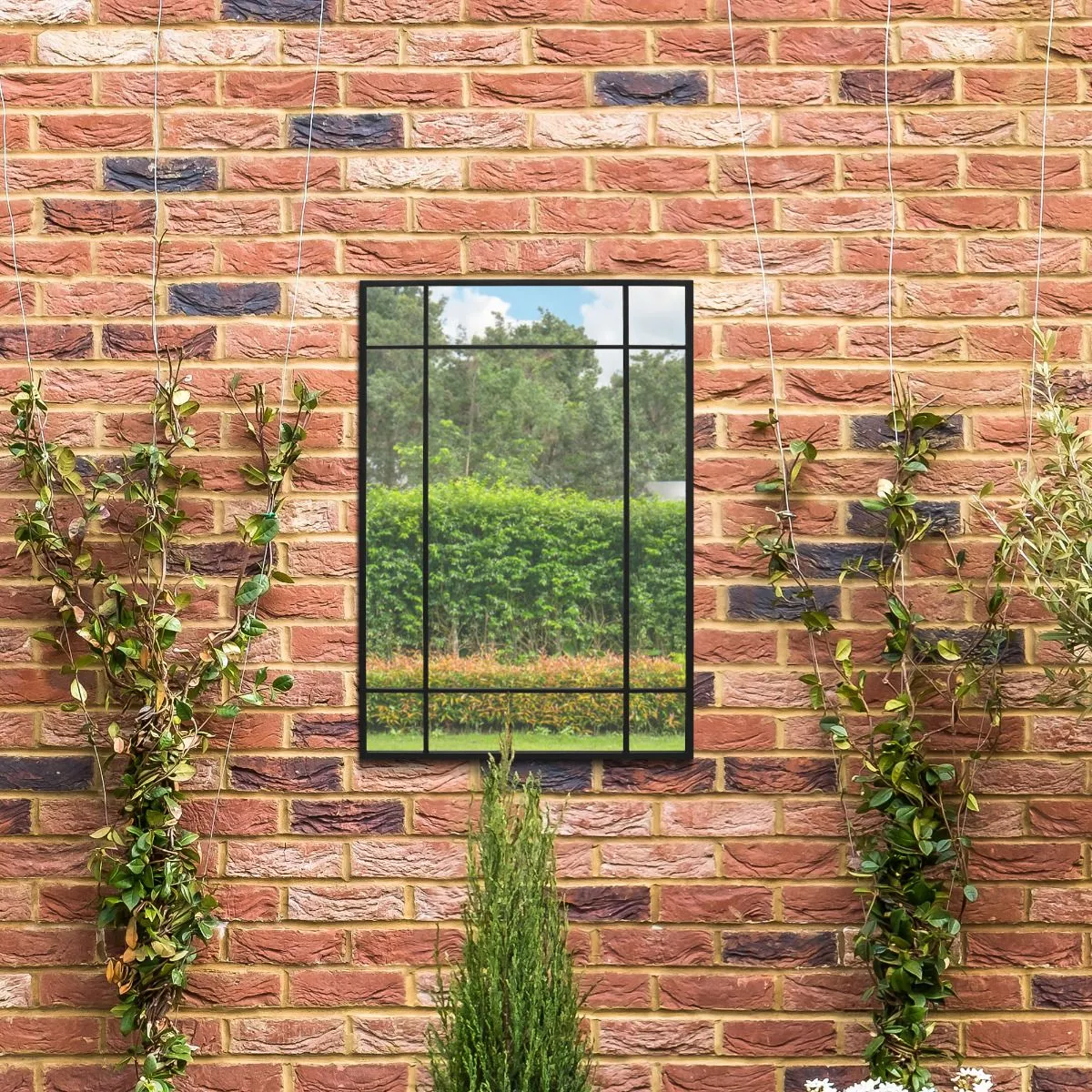 MirrorOutlet Black Modern Contemporary Garden Wall Mirror 39" X 27" (100x70CM) 6