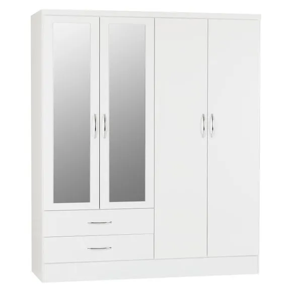 Nevada 4 Door 2 Drawer Wardrobe, Mirrored 2