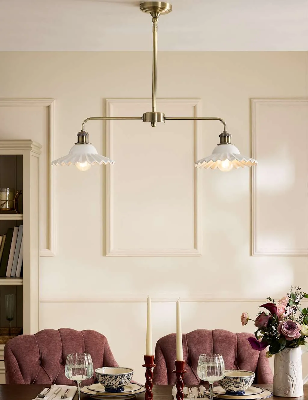 Laura Ashley Beca Gallery Bar Pendant Light Antique Brass