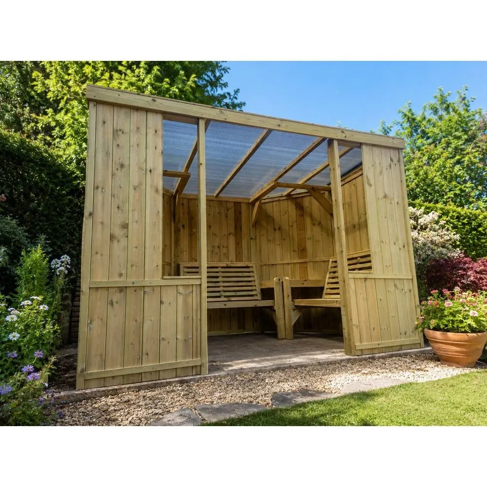 Churnet Valley Garden Furniture Ltd Riviera Enclosed Garden Room 6 Seater - L210xW290xH205 cm - Assembled in Brown 3